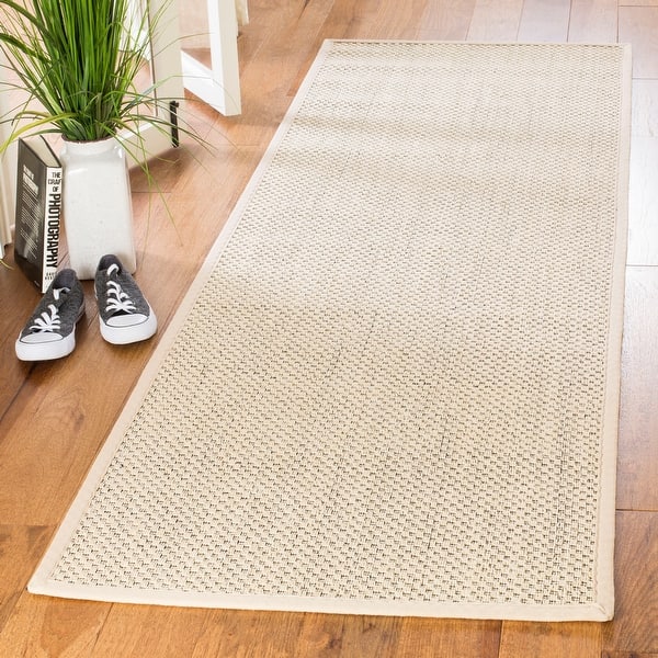slide 2 of 7, SAFAVIEH Natural Fiber Gyorgy Seagrass Rug 2'6" x 10' Runner - Black/Ivory - Runner