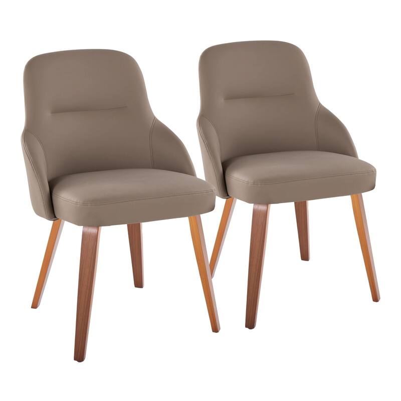 Carson Carrington Yvette Upholstered Chair with Walnut Bent Wood Legs (Set of 2) - Brown