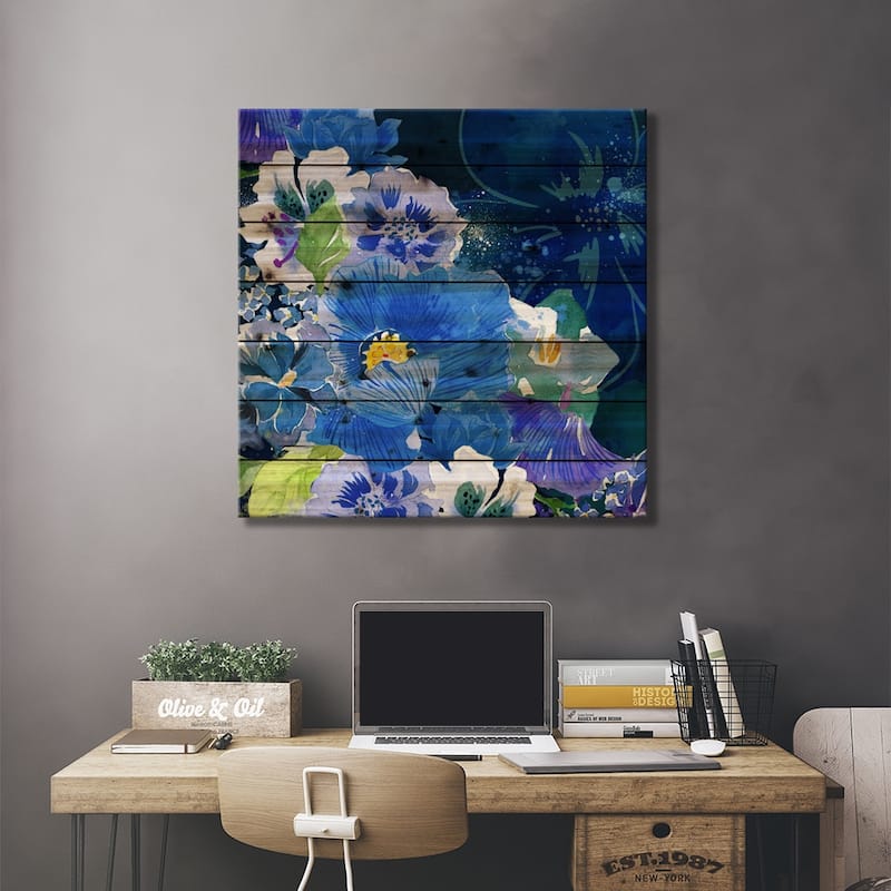 Midnight Flowers #2 Print On Wood by 5by5collective - Multi-Color