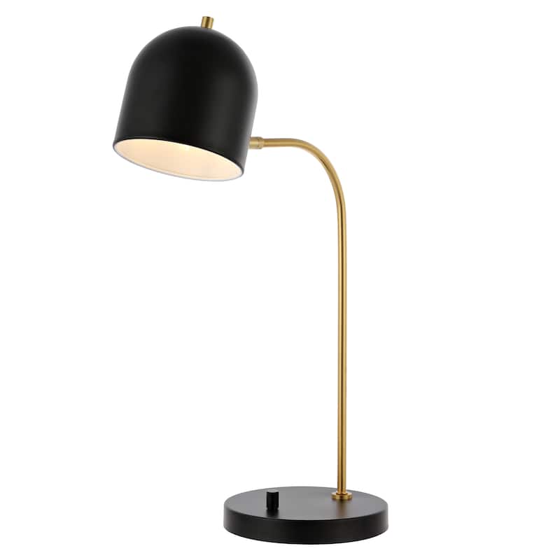 SAFAVIEH Lighting 24-inch Drina Gold/ Black Task LED Table Lamp. - 16" W x 8" D x 24" H - Black/Gold - USB
