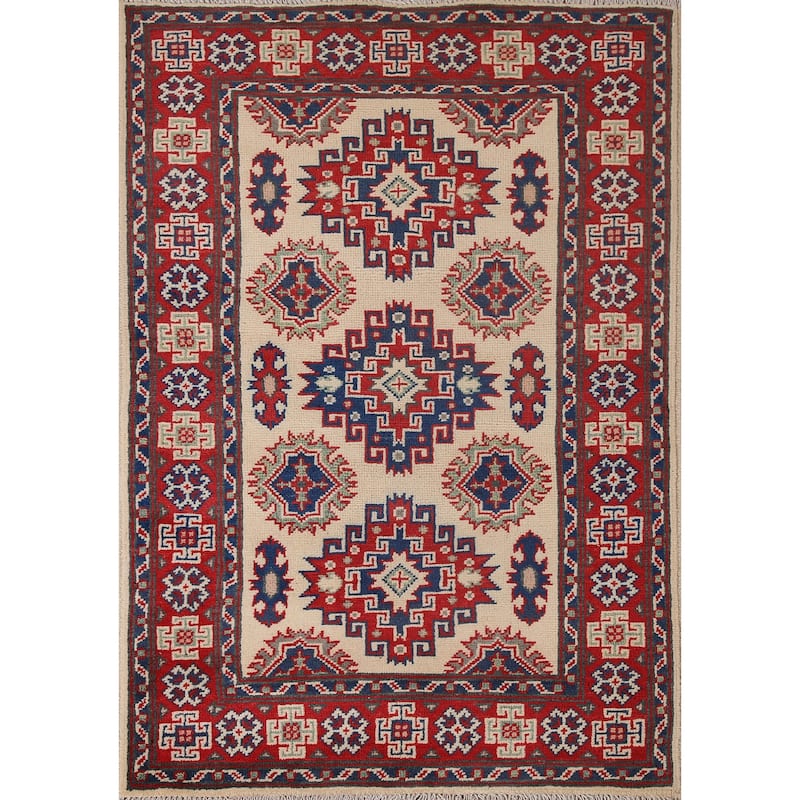Kazak Accent Rug Hand-Knotted Oriental Wool Carpet - 2'11" x 4'2"