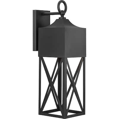 Birkdale Collection One-Light Textured Black Outdoor Wall Lantern - 7 in x 9.5 in x 23.25 in