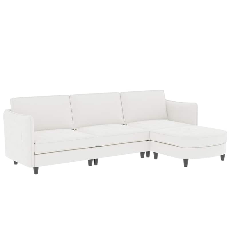 Christopher Knight Home - Benjamin Spacious 3-Seater L-Shaped Sofa with Movable Ottoman and Storage Pockets