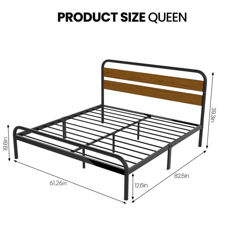 Bed Frame with Wood Headboard