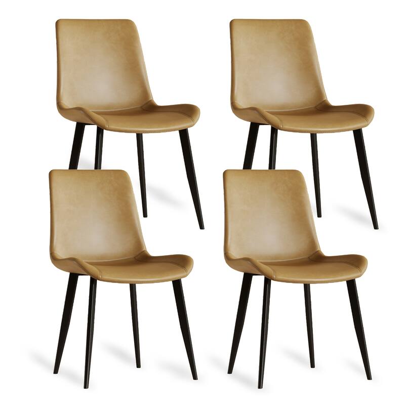 Brown Side Chair Reception Chair Meeting Room Chair Kitchen Chair Leather Armless Chair with Metal Legs - Brown