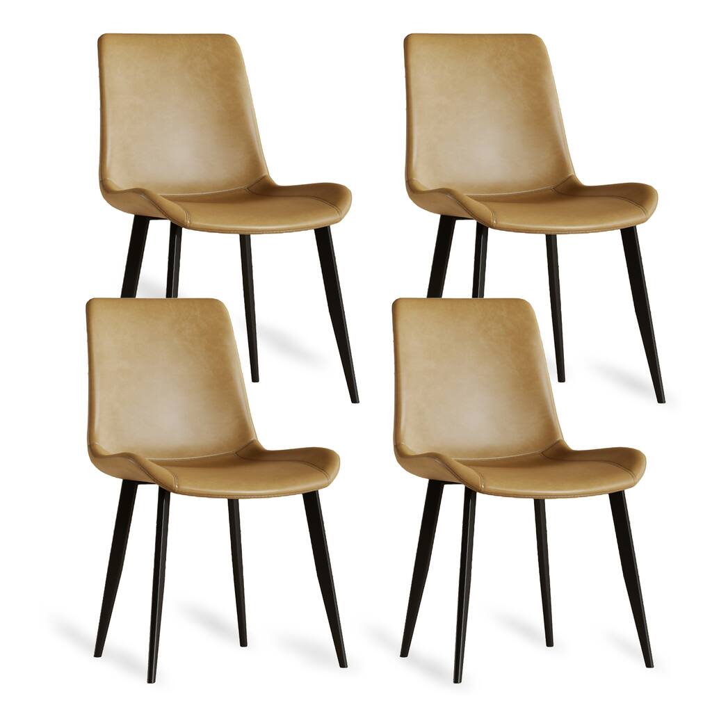 Brown Side Chair Reception Chair Meeting Room Chair Kitchen Chair Leather Armless Chair with Metal Legs