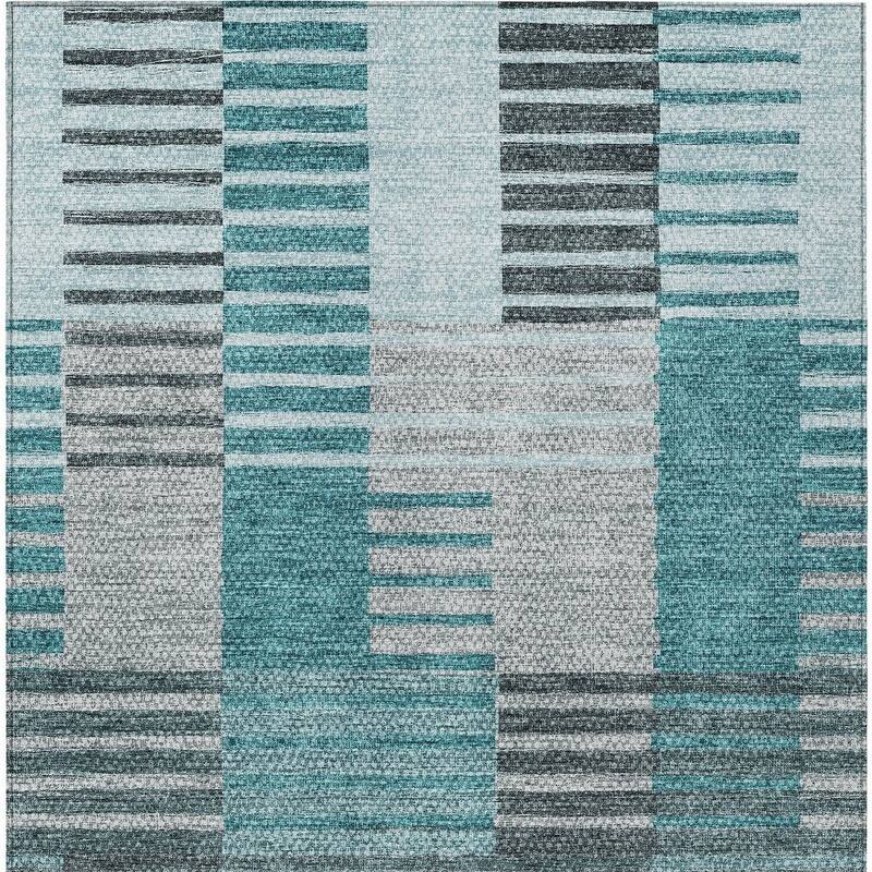 HomeRoots Striped Transitional Rectangle Outdoor Rug