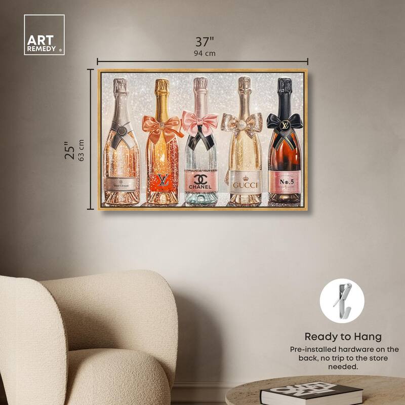 Champagne Bottles Glitz Canvas by Art Remedy
