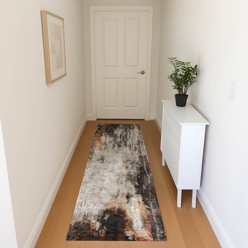 Premium Washable Super Soft Abstract Modern Mayfield Rug - Gray - 2'3" x 7'6"