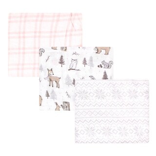 Hudson Baby Infant Girl Cotton Muslin Swaddle Blankets, Winter Forest, One Size - Winter Forest - 3-Pack