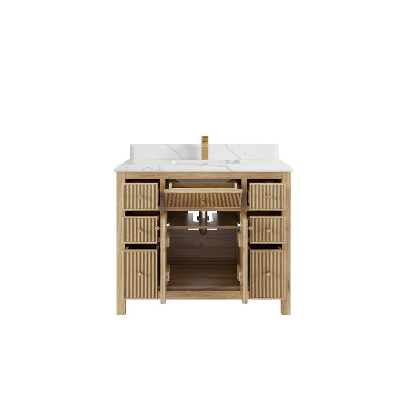 Willow Collections 42 in. W x 22 in. D Sonoma Teak Single Sink Bathroom Vanity with Countertop