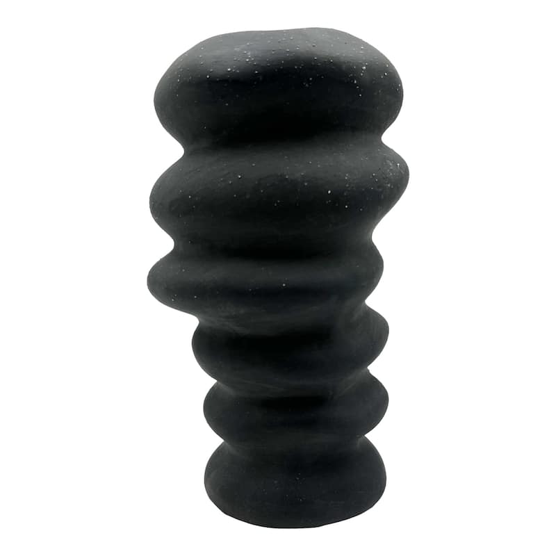 9 Inch Tall Modern Black Ceramic Vase - Black