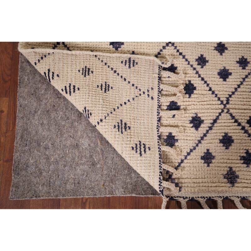 Trellis Ivory Moroccan Oriental Accent Rug Handmade Wool Carpet - 3'0"x 5'2"