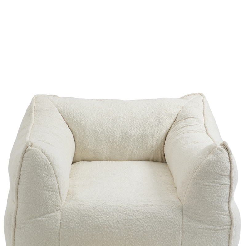 Boucle Bean Bag Chair Chair Sets with High Back Support and 300lb Capacity