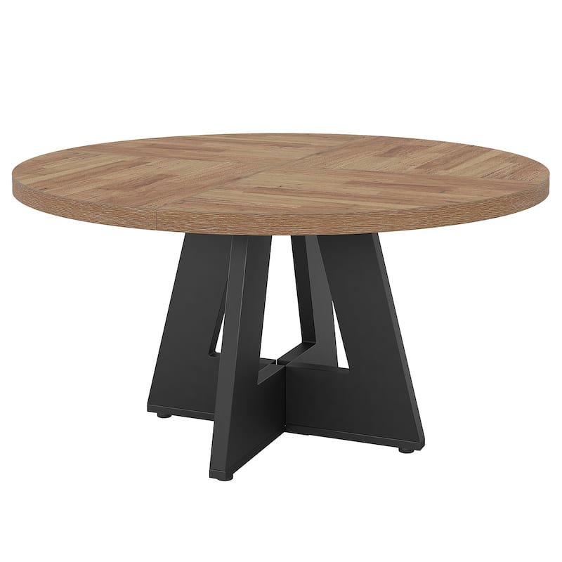 47-inch Wood Round Kitchen Dining Table for Dining Living Room