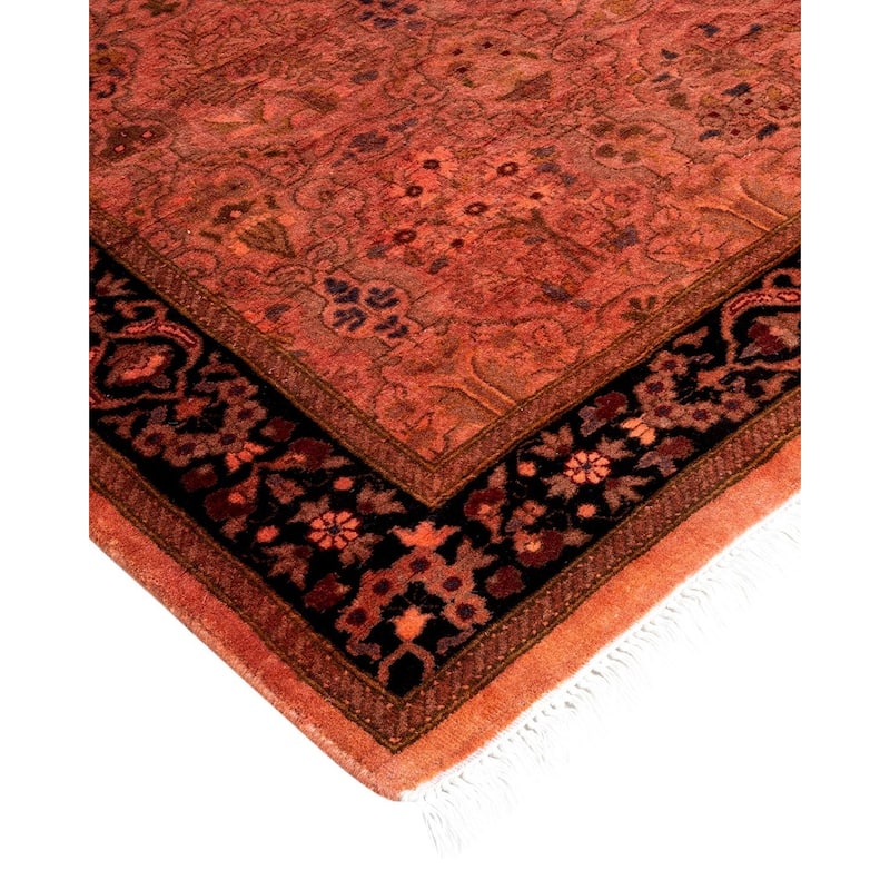 Overton Hand Knotted Wool Vintage Inspired Modern Contemporary Overdyed Pink Runner Rug - 2' 8" x 14' 1"