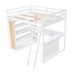 preview thumbnail 5 of 10, Multifunctional Design Loft Bed with Ladder, Bookshelves and Desk, Solid Construction, Full Size, White
