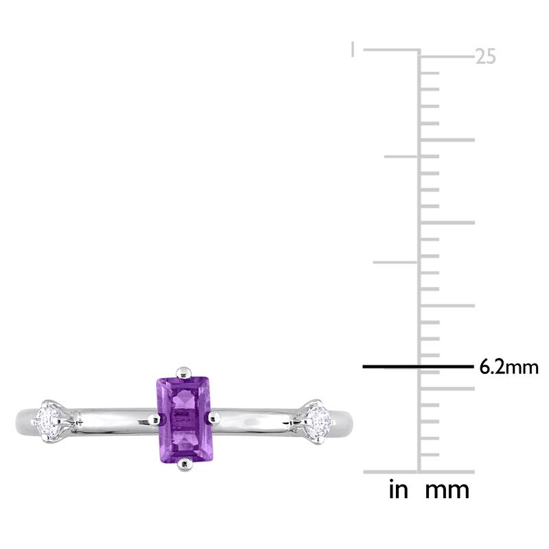 Miadora 2/5ct TGW Emerald Cut Amethyst and White Topaz 3-Stone Ring in Sterling Silver