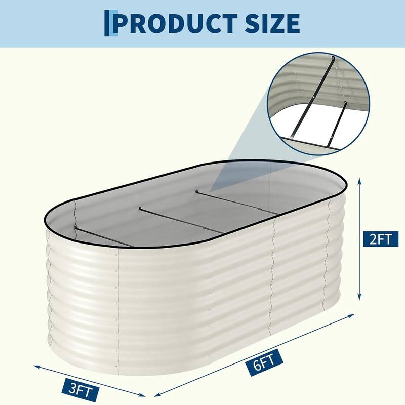 2 PCS 6x3x2 FT Galvanized Steel Raised Garden Bed, Planter for Vegetables, Flowers with Anti-Cut Strips - N/A