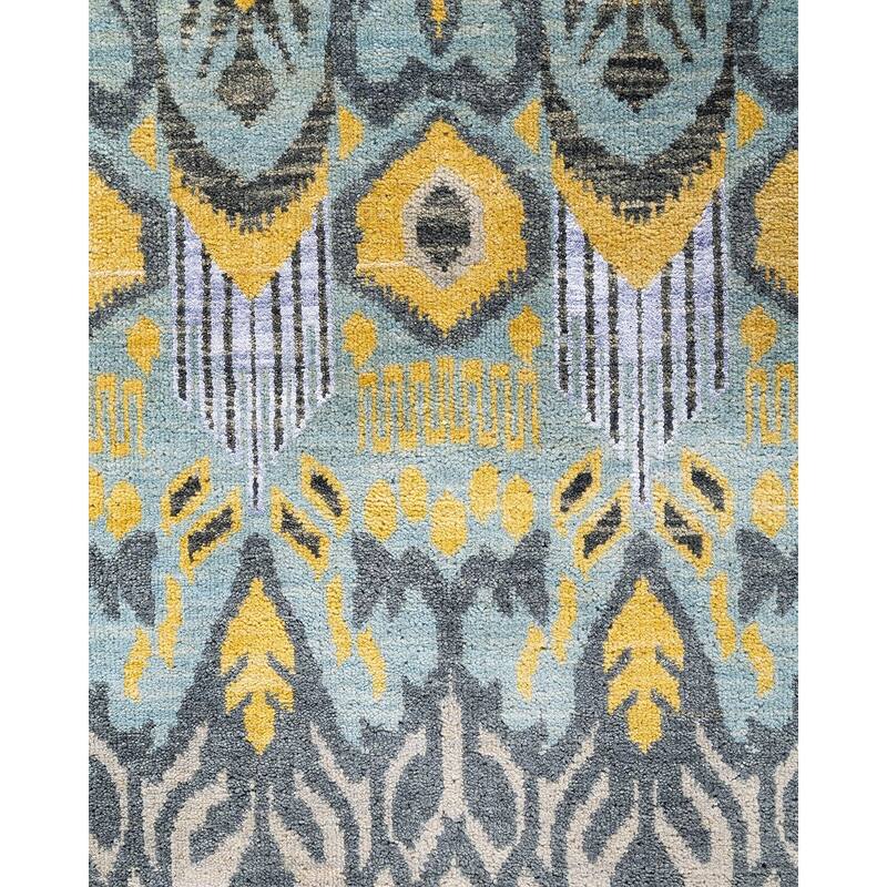 Ikat One-of-a-Kind Hand-Knotted Area Rug - Beige, 9' 1" x 12' 2" - 9' 1" x 12' 2"