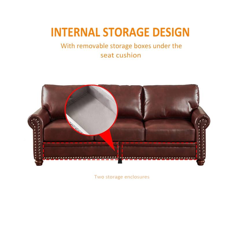 Living Room Sofa with Storage Sofa 1+2+3 Sectional,Faux Leather