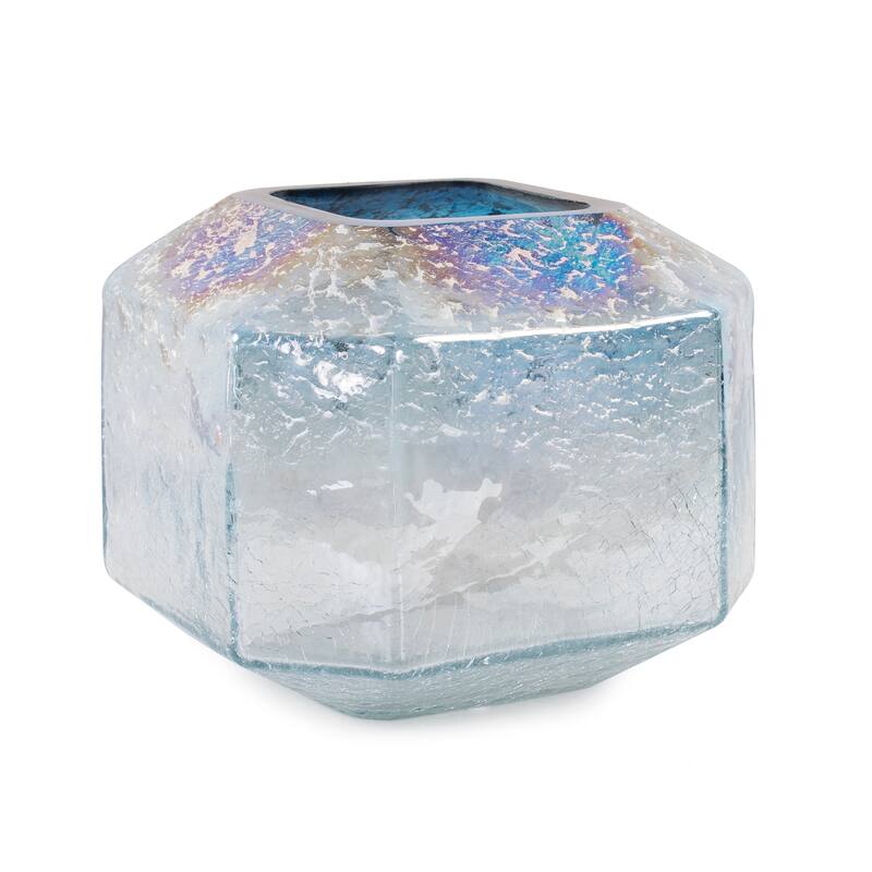 Allan Andrews Arctic Blue Contemporary Geometric Glass Vase