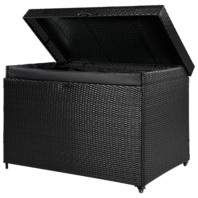 230 Gallon All-Weather Rattan Outdoor Storage Box with Wheels