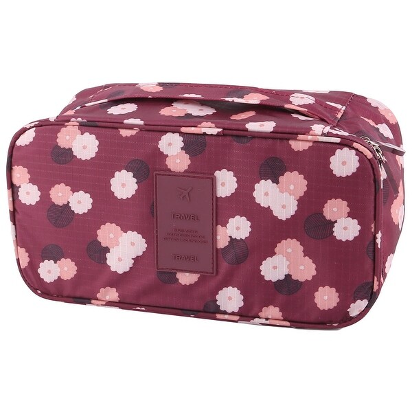 Flower Pattern Drawer Dividers Underwear Bra Organizer Storage Bag Wine Red