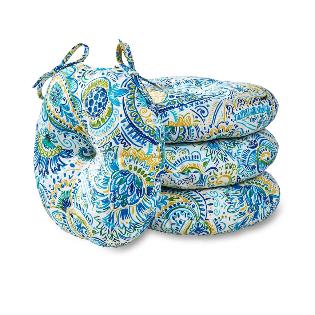 Painted Paisley 15-inch Round Outdoor Bistro Chair Cushion (Set of 4)