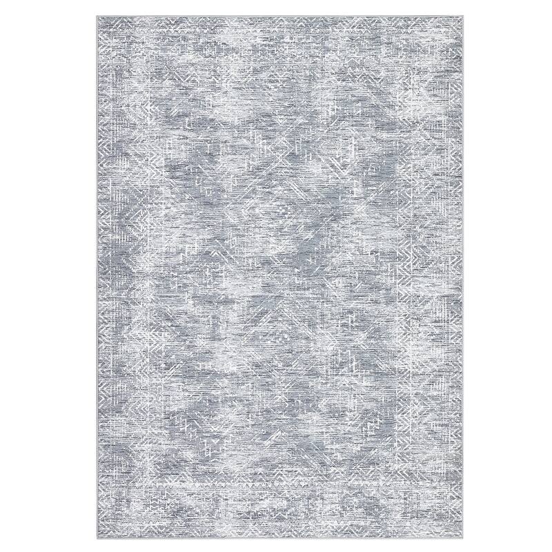 Vintage Geometric Living Room Rug Washable Indoor Bedroom Rugs Non Slip Low Pile Area Rug