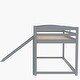preview thumbnail 16 of 32, Minimalist Twin over Twin Wooden Floor Low Bunk Bed Kids Bed with Convertible Slide,Ladder and Guardrail
