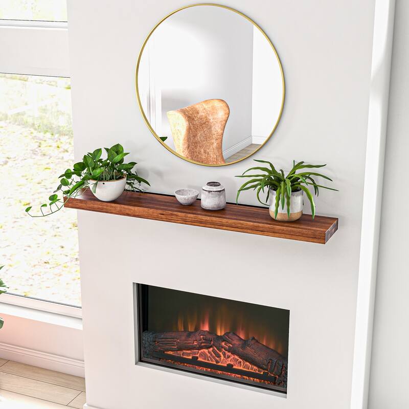 HOMCOM 48 Inch Fireplace Mantel, Floating Farmhouse Solid Fir Wood Shelf, Handmade Heavy Duty Wall Mounted Shelf