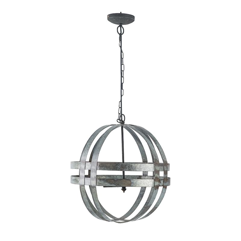 4 - Light Galvanized Chandelier, Hanging Light Fixture with Adjustable Chain for Kitchen Dining Room, Bulb Not Included