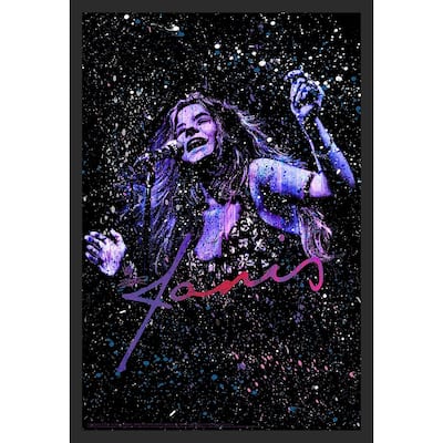 Janis Joplin Retro By Stephen Fishwick Framed Art Poster - 24 x 36 Inch