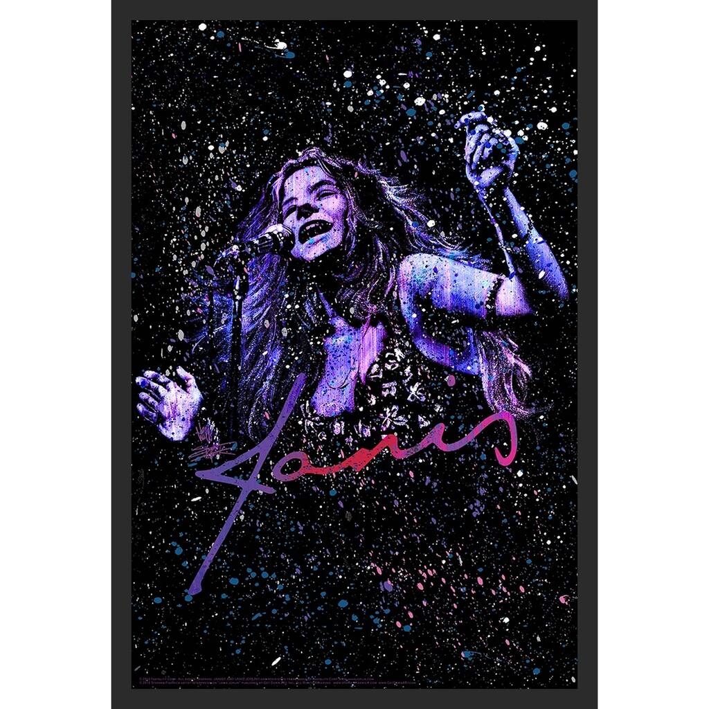Janis Joplin Retro By Stephen Fishwick Framed Art Poster - 24 x 36 Inch