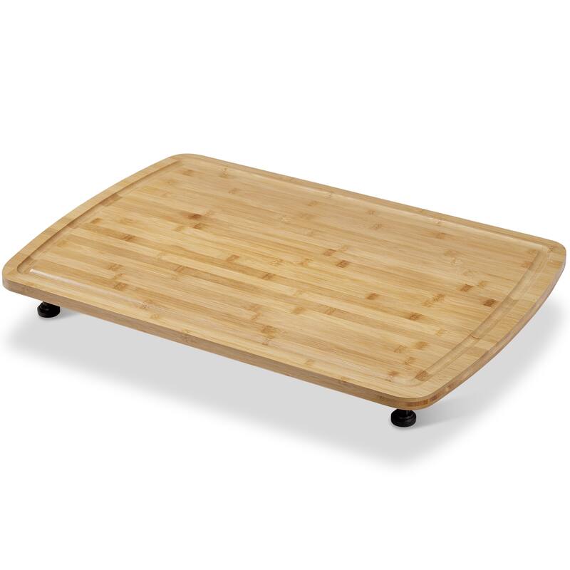 Bamboo Stovetop Cover Cutting Board with Legs and Juice Grooves - N/A