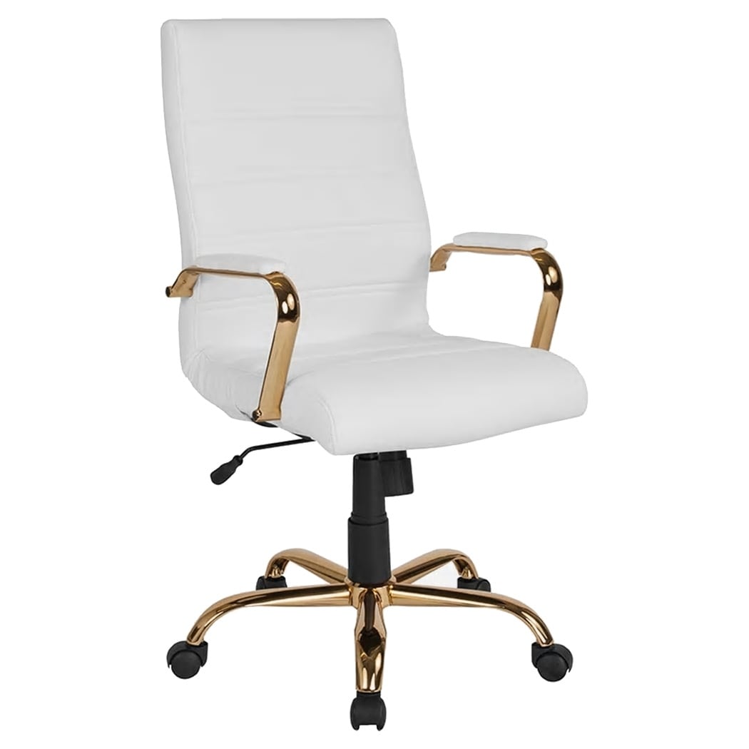 Leather white desk discount chair