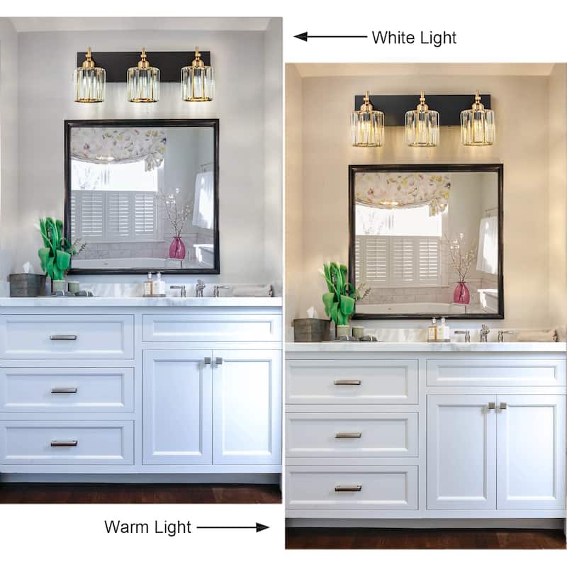 Mid-Century Modern Dimmable Bathroom Vanity Light Crystal Glass Wall Sconce