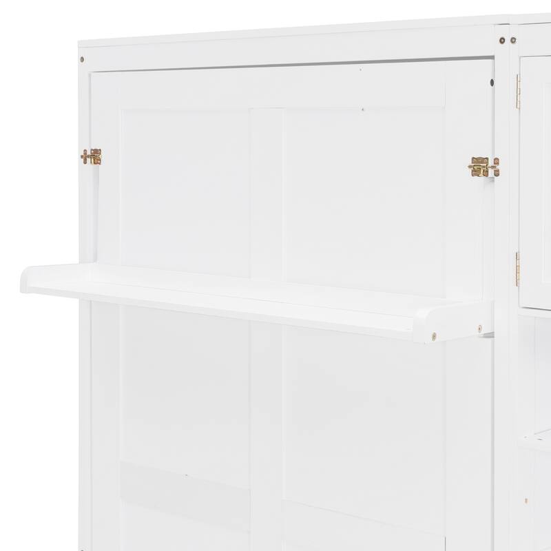 Dual Twin Wall Murphy Beds with Cabinets & Shelves, Space-Saving Bedroom Solution