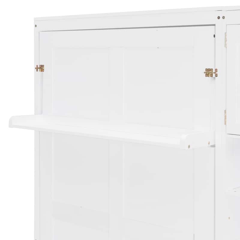 Roomfitters Twin Wall Murphy Bed System with Center Storage Shelves, Convertible Fold Down Sleeper Cabinet