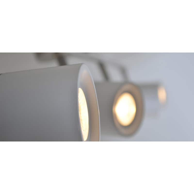 Gramercy 1-light Satin Nickel and White LED Fixed Rail, Frosted Clear Glass Shade - Satin Nickel