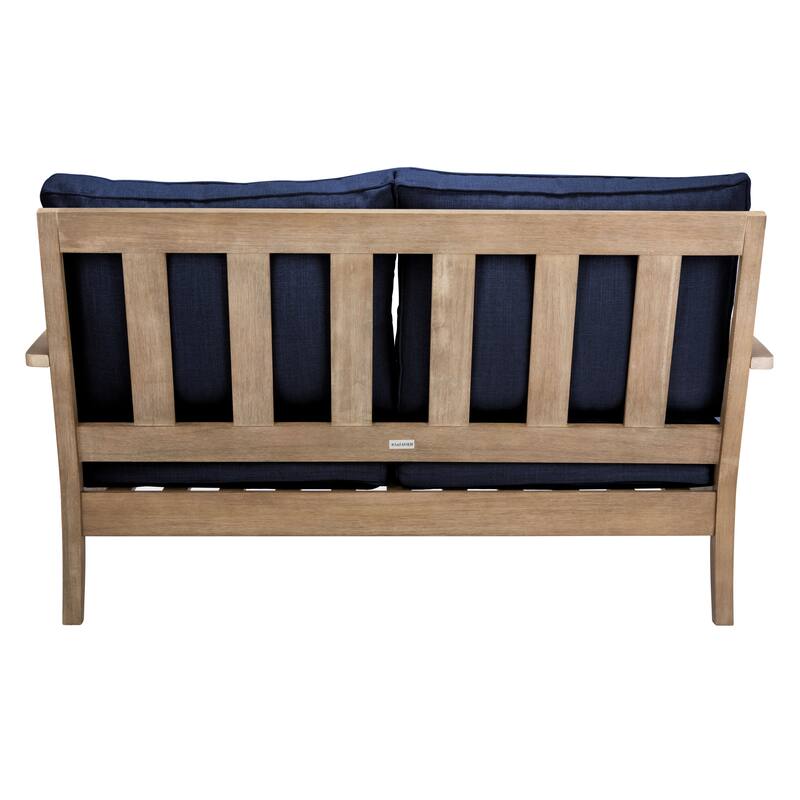 SAFAVIEH Couture Martinique Wood Patio Loveseat - 56"W x 35"D x 32"H