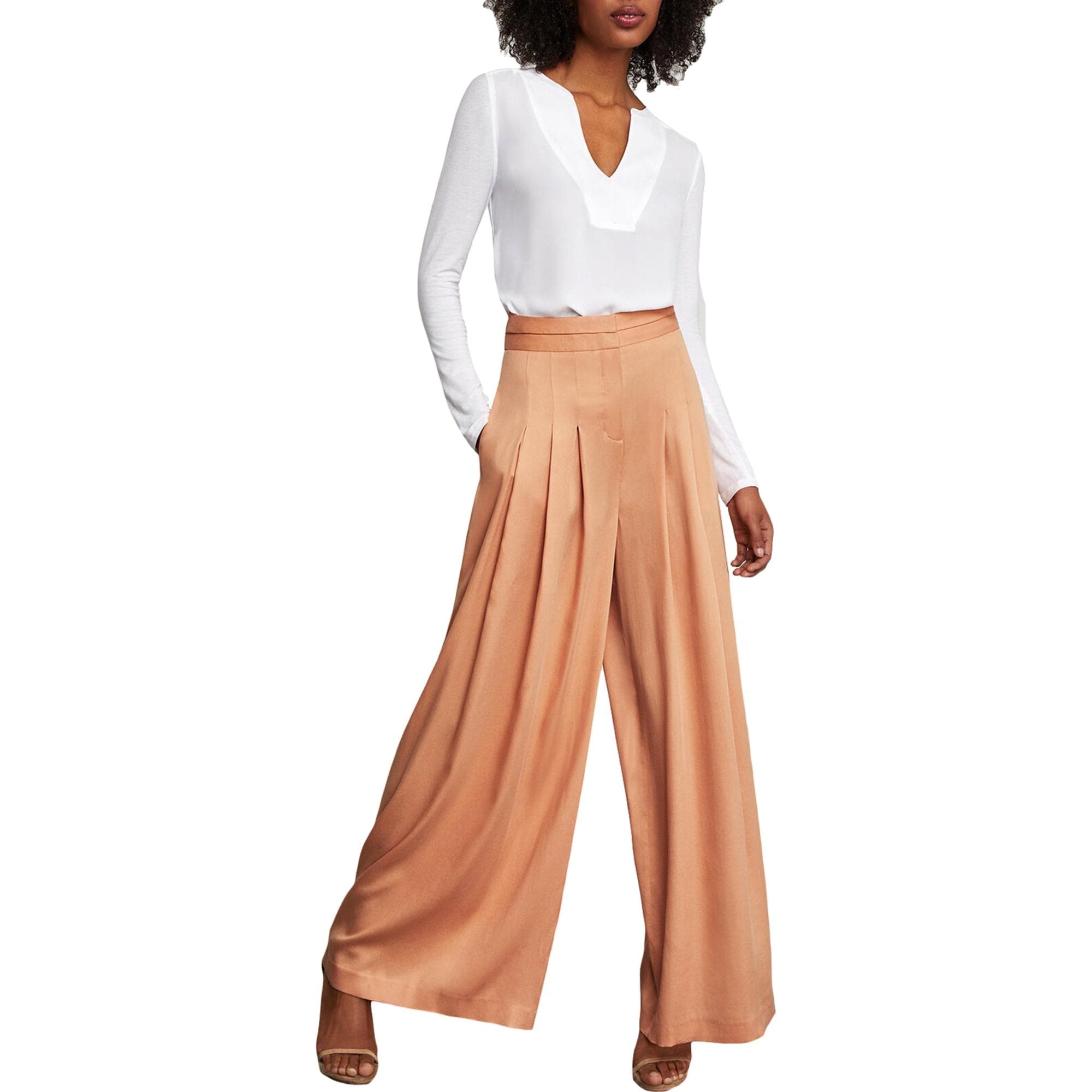 Pleated high rise wide trousers Clearance
