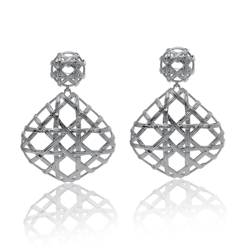 Kendra Scott Natalie Rhodium Plated Statement Earrings - Silver - 2.3" x 1.9"