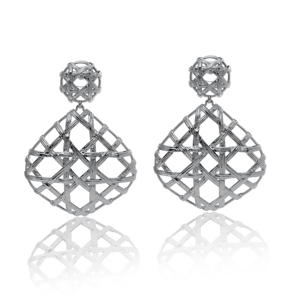 Kendra Scott Natalie Rhodium Plated Statement Earrings - Silver - 2.3" x 1.9"