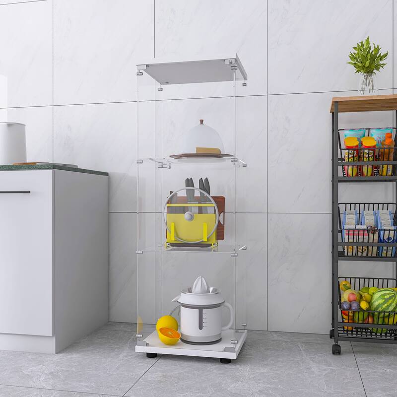 Glass Display Cabinet with Doors & Locks, Acrylic Shelves, Floor Standing Storage Showcase for Home or Office