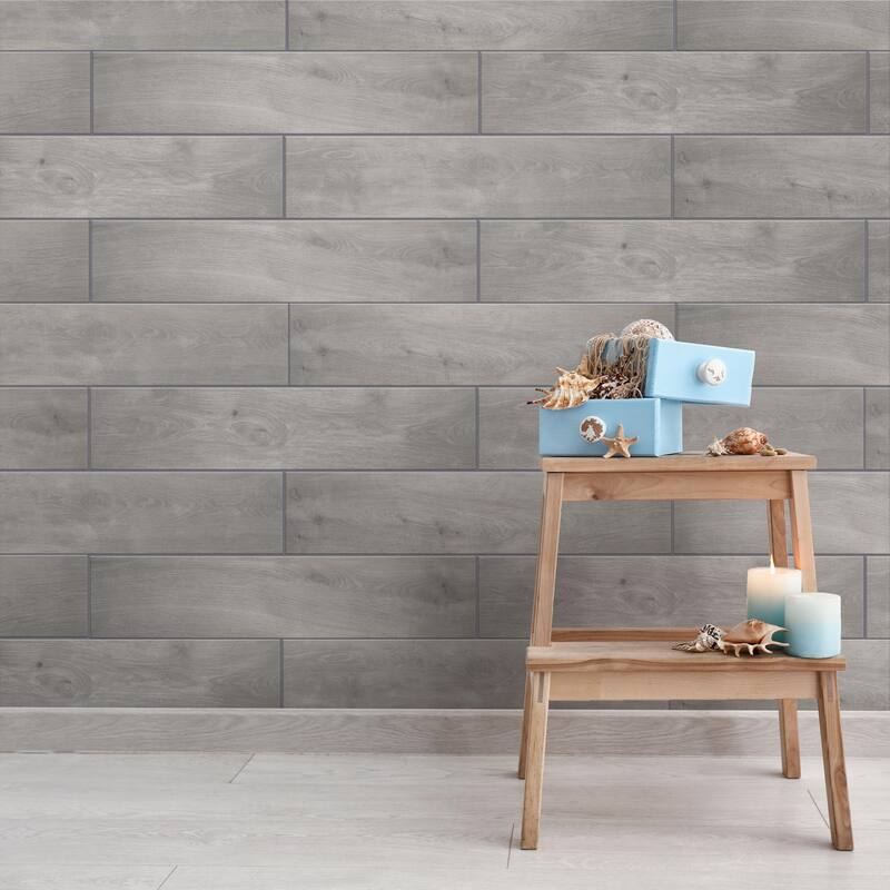 Merola Tile Ella Hill Grey 8" x 24-1/8" Ceramic Floor and Wall Tile - Case (9 Tiles)
