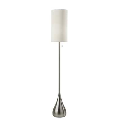 Silver Metal Drum Shade Floor Lamp with Pull Chain 68 Inches - 10” x 10” x 68” (D x W x H)