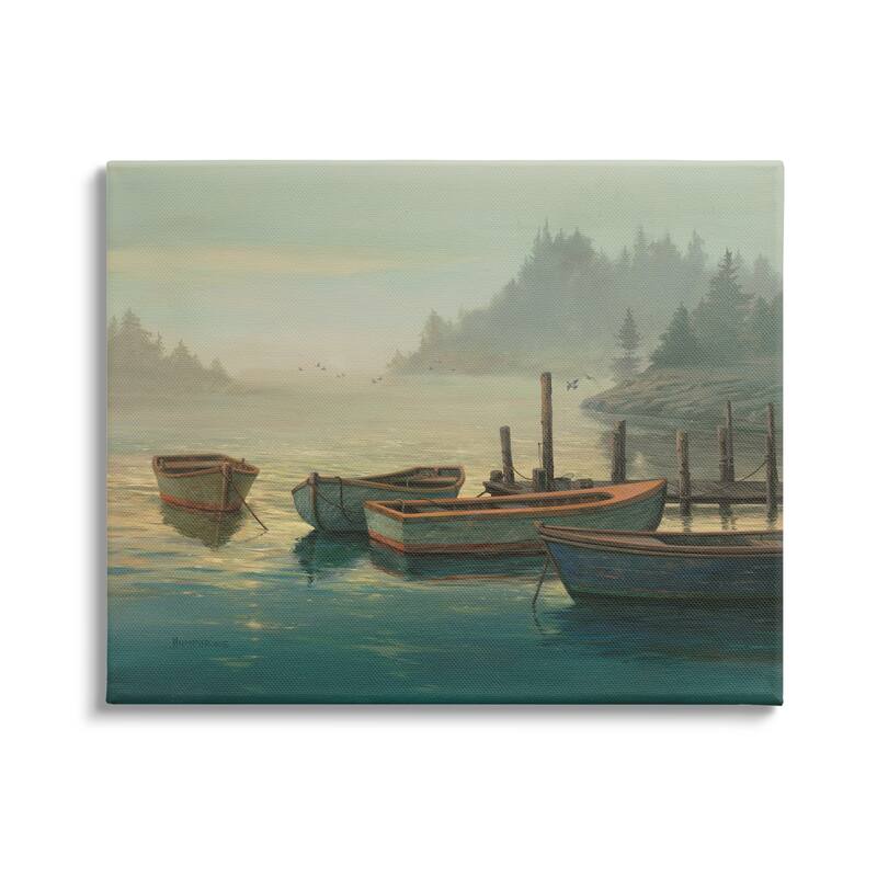 Stupell Docked Boats Landscape Canvas Wall Art Design by Michael Humphries - 40 x 30