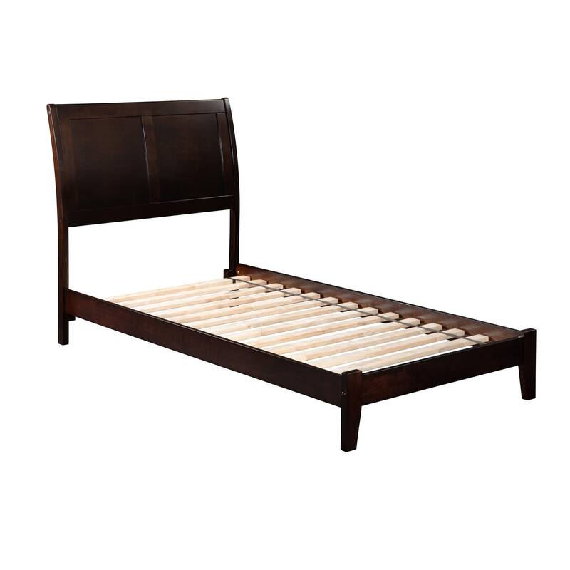 Twin Platform Bed - Espresso Finish - Solid Wood Frame - Open Footboard - Storage Options